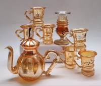 Чайный сервиз Jenaer Glass в восточном стиле цветное стекло 6 персон 8 предметов