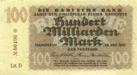 (№1923P-S914) Банкнота Германия 1923 год "100,000,000,000 Mark"