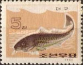 (1966-027) Марка Северная Корея "Тихоокеанская треска"   Промысловые рыбы II Θ