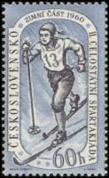 (1960-002) Марка Чехословакия "Лыжница"   2-ая Общенациональная Спартакиада (1) III Θ