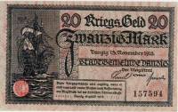 (№1918P-10) Банкнота Данциг 1918 год "20 Mark"