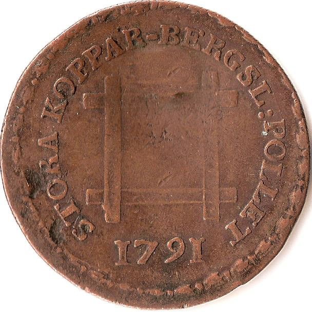 (№1790km535) Монета Швеция 1790 год 6 Ouml;re