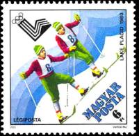 (1979-074) Марка Венгрия "Лыжная эстафета"    Зимние ОИ 1980, Лейк Плейсид II Θ