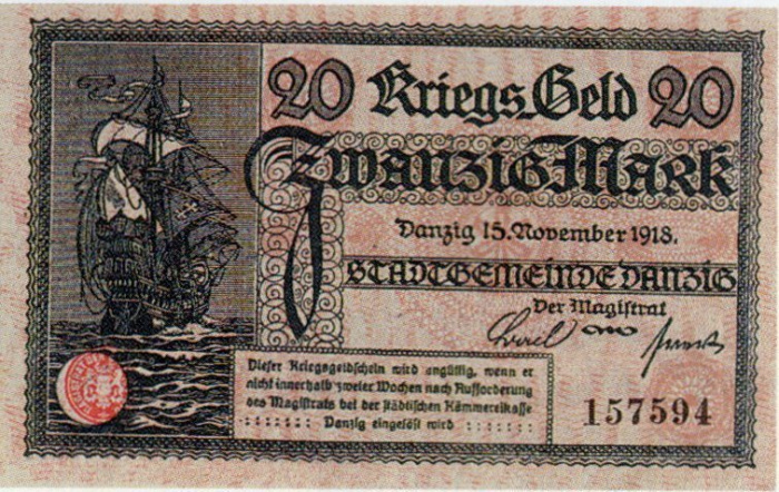 (№1918P-10) Банкнота Данциг 1918 год &quot;20 Mark&quot;