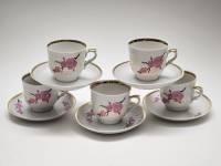 Кофейный сервиз Рига костяной фарфор 5 пар 10 предметов СССР