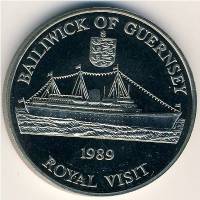 () Монета Остров Гернси 1989 год 2 фунта ""   AU