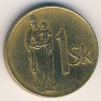 (№1993km12) Монета Словакия 1993 год 1 Koruna