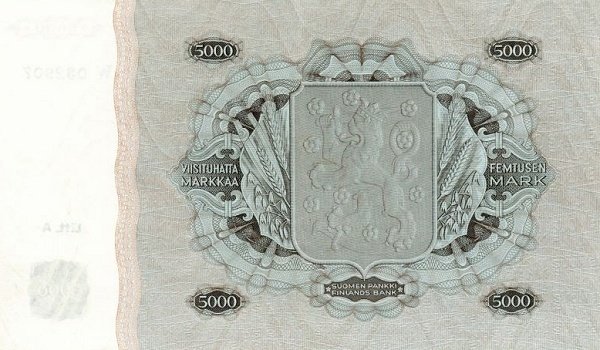 (1945 Litt A) Банкнота Финляндия 1945 год 5&nbsp;000 марок    UNC