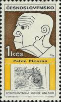 (1968-077) Марка Чехословакия "П. Пикассо"    Деятели мировой культуры в карикатурах II Θ