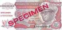 () Банкнота Заир 01.10.1991 год 2 000  ""   UNC