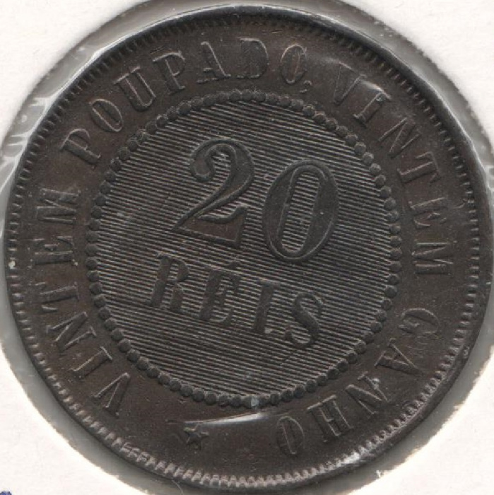 (1904) Монета Бразилия 1904 год 20 риалов (рейсов)   Бронза  UNC