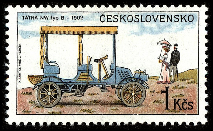 (1988-014) Марка Чехословакия &quot;Татра В 1902&quot;    Исторические автомобили II Θ
