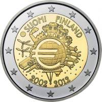 011 Монета Финляндия 2012 год 2 евро 10 лет наличному обращению Евро  Биметалл  UNC