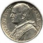() Монета Ватикан 1929 год 5  ""   Биметалл (Серебро - Ниобиум)  UNC