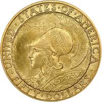 (1915s, круглая) Монета США 1915 год 50 долларов    AU