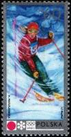 (1972-003) Марка Польша "Слалом"    Зимние Олимпийские Игры 1972, Саппоро II Θ