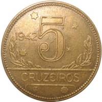 (№1942km560) Монета Бразилия 1942 год 5 Cruzeiros
