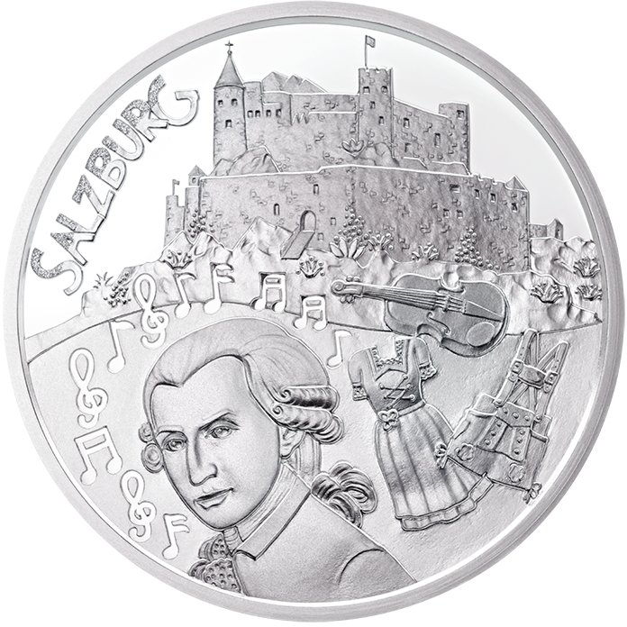 (025, Ag) Монета Австрия 2014 год 10 евро &quot;Зальцбург&quot;  Серебро Ag 925  Буклет
