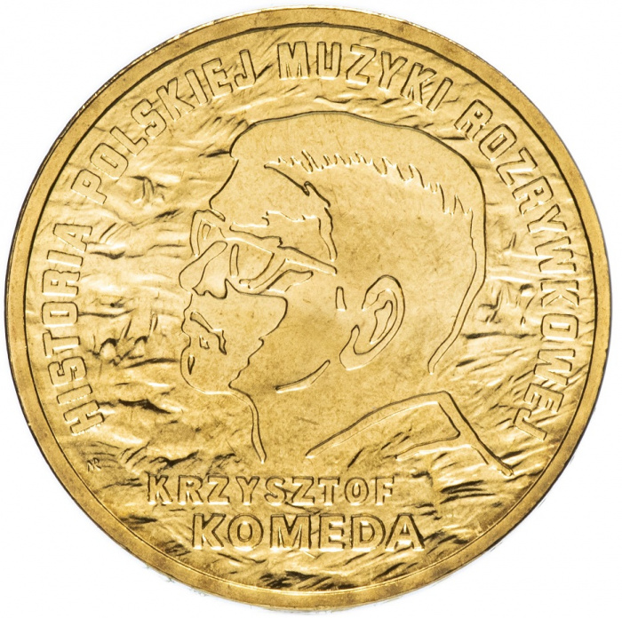 (205) Монета Польша 2010 год 2 злотых &quot;Кшиштов Комеда&quot;  Латунь  UNC