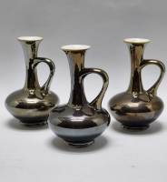 Кувшины Вазы 3 шт темно-коричневые блестящие 12 см керамика фарфор