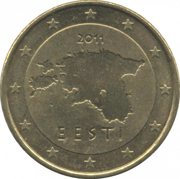 (2011) Монета Эстония 2011 год 50 евроцентов   Скандинавский сплав (Cu - 89%, Al - 5%, Zn - 5%, Sn -