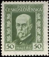 (1925-007a) Марка Чехословакия "Т. Массарик (Зеленая)"    Президент Массарик (Стандартный выпуск) II