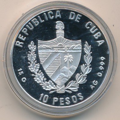 (1999) Монета Куба 1999 год 10 песо &quot;Гёте&quot;  Серебро Ag 999  PROOF