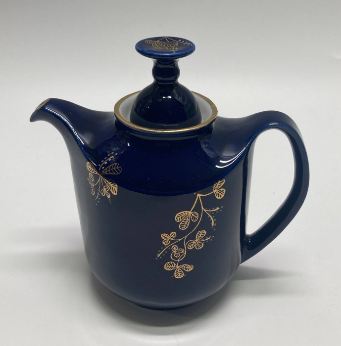 Чайник заварочный кобальт, позолота, Возрождение