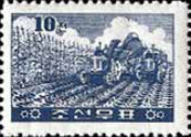 (1961-019) Марка Северная Корея "Сбор урожая"   Механизация сельского хозяйства III O