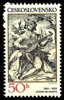 (1982-017) Марка Чехословакия "Игра на мандолине"    Старинные гравюры на музыкальные темы II Θ