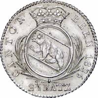(№1826km195.2 (Baz в легенде)) Монета Швейцария 1826 год 2frac12; Batzen (Baz в легенде)