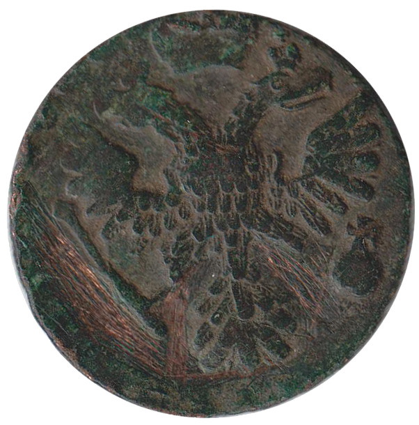 1741 Монета Россия 1741 год 1/2 копейки Орёл 1738 г. Деньга Медь  VF