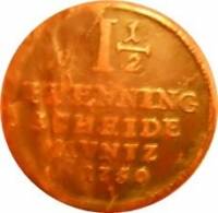 (№1750km310) Монета Германия (Один ) 1750 год 1frac12; Pfennig (Один )