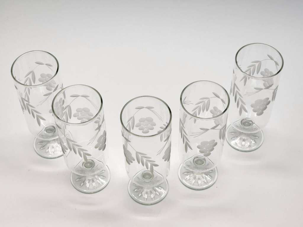 Рюмки 5 штук высокие хрусталь СССР алмазная грань высота 12,5 см