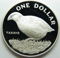 (№1982km51a) Монета Новая Зеландия 1982 год 1 Dollar (Такахе Птица - Серебро)