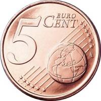 (1999) Монета Испания 1999 год 5 центов  1. Звёзды в ленте Сталь, покрытая медью  UNC