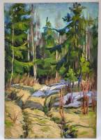 Картина Тулаев В. Н. 1978 г. Леcной пейзаж № 4 масло картон 35х25 см