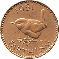(1951) Монета Великобритания 1951 год 1 фартинг "Крапивник"  Бронза  UNC