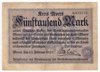 () Банкнота Германия (Веймар) 1923 год 5 000  ""   VF