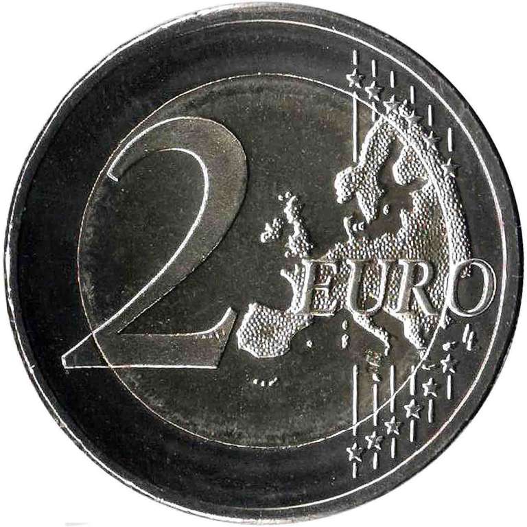 (011) Монета Греция 2015 год 2 евро &quot;30 лет флагу Европы&quot;  Биметалл  UNC