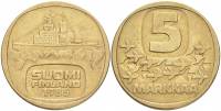 1985 Монета Финляндия 1985 год 5 марок Ледокол Урхо Латунь  XF