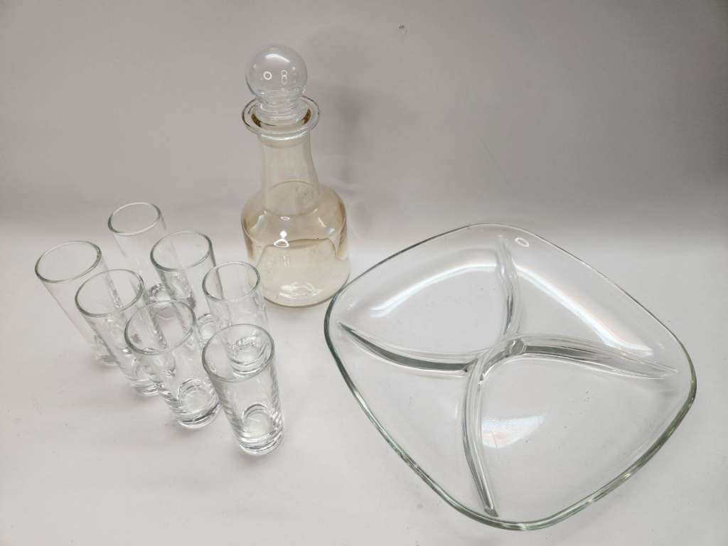Менажница Графин и 7 стопок стекло
