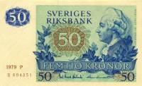 (,) Банкнота Швеция 1979 год 50 крон "Густав III"   UNC
