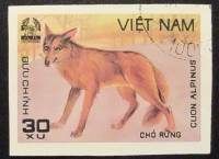 (1981-014a) Марка Вьетнам "Красный волк"  Без перфорации  Животные парка Кук Пхонг III Θ