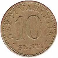 (1931) Монета Эстония 1931 год 10 центов   Медь-Никель  VF