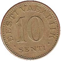 (1931) Монета Эстония 1931 год 10 центов   Медь-Никель  VF