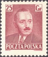 (1950-028) Марка Польша "Б. Берут (Красно-коричневая)"   Президент Б. Берут (1892-1956) (Стандартный
