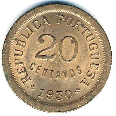(№1930km3) Монета Кабо-Верде 1930 год 20 Centavos