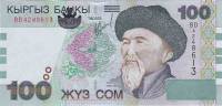 (2002) Банкнота Киргизия 2002 год 100 сом "Токтогул Сатылганов"   UNC