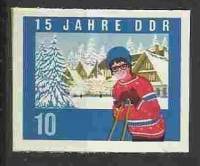 (1964-069) Марка Германия (ГДР) "Лыжник"    ГДР 15 лет III Θ